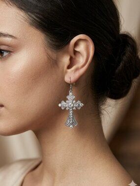 Ornate Cross drop earrings